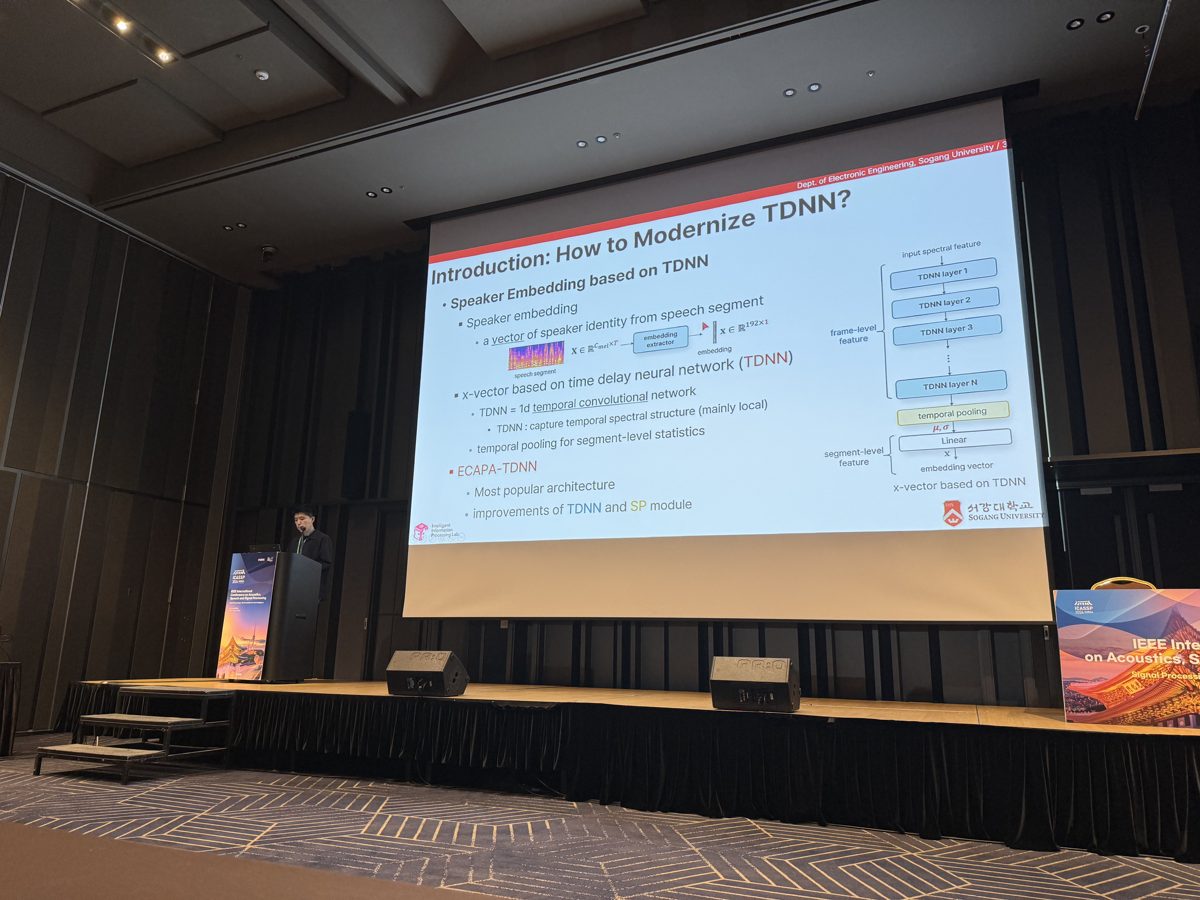 Ui-Hyeop Shin presenting at ICASSP 2024